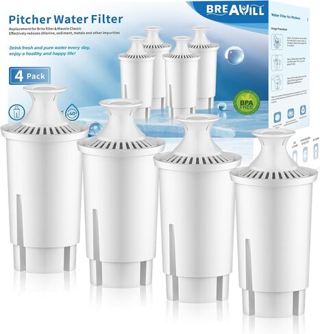BREAUILL Water Filter Replacement Compatible with Brita Pitchers and Dispensers, Water Filter by BREAUILL NSF Certified Water Pitcher Filter Compatible with Brita, Classic OB03, Mavea 107007(3 PCS) in Kuwait