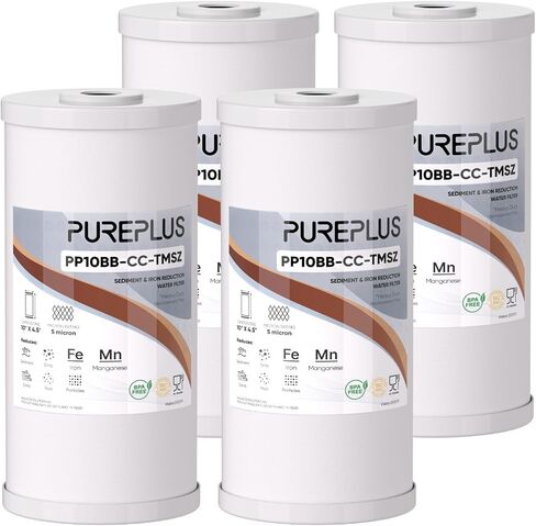 PUREPLUS 5 Micron 10" x 4.5" Whole House Sediment and Carbon Water Filter Replacement Cartridge for GE FXHTC, GXWH40L, GXWH35F, GNWH38S, Culligan RFC-BBSA, WRC25HD, PP10BB-CC, Pentek RFC-BB, 2Pack in Kuwait