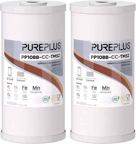 PUREPLUS 5 Micron 10" x 4.5" Whole House Sediment and Carbon Water Filter Replacement Cartridge for GE FXHTC, GXWH40L, GXWH35F, GNWH38S, Culligan RFC-BBSA, WRC25HD, PP10BB-CC, Pentek RFC-BB, 2Pack in Kuwait