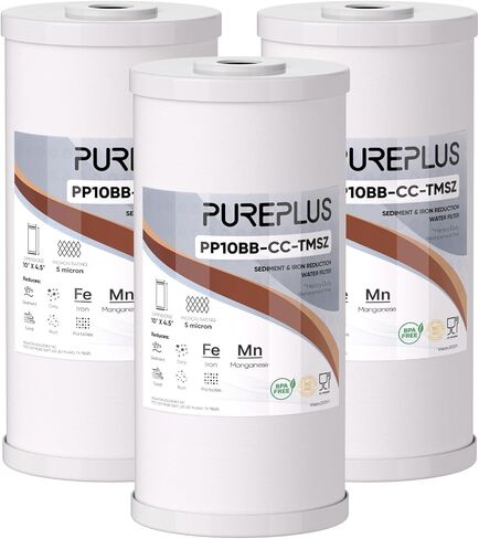 PUREPLUS 5 Micron 10" x 4.5" Whole House Sediment and Carbon Water Filter Replacement Cartridge for GE FXHTC, GXWH40L, GXWH35F, GNWH38S, Culligan RFC-BBSA, WRC25HD, PP10BB-CC, Pentek RFC-BB, 2Pack in Kuwait