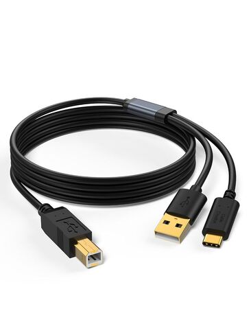 CableCreation 2 in 1 Printer Cable to USB C/USB-A, USB B to USB C MIDI Cable Compatible with MacBook Pro, Air, Yamaha Casio Digital Piano, MIDI Keyboard, DJ Controller, DAC to iPad, 5FT in Kuwait