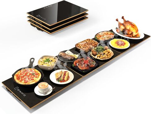 Food Warmers for Parties Buffet, （47"x12"） Assemblable Stackable Electric Warming Tray with 8-Level Temperature Adjustment and 8-Hour Timer, Upgraded Desktop-Protecting Food Warming Mat in Kuwait
