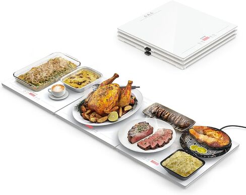 FEPPO Warming Trays for Buffets Party, Extra-Long 47"x15" 3-in-1 Modular Food Warmer with Independent Temp & Timer Control, Glass Food Warming Mat, Ideal for Catering & Gatherings in Saudi Arabia