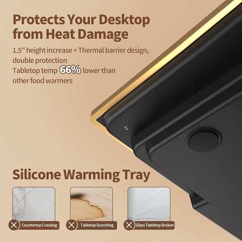 Food Warmers for Parties Buffet, （47"x12"） Assemblable Stackable Electric Warming Tray with 8-Level Temperature Adjustment and 8-Hour Timer, Upgraded Desktop-Protecting Food Warming Mat in Kuwait