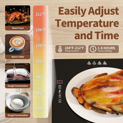 Food Warmers for Parties Buffet, （47"x12"） Assemblable Stackable Electric Warming Tray with 8-Level Temperature Adjustment and 8-Hour Timer, Upgraded Desktop-Protecting Food Warming Mat in Kuwait