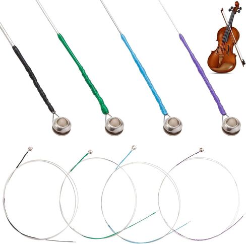 8 Pieces Violin Strings Full Set G-D-A-E, Replacement Strings for 4/4 3/4 1/2 1/4 Violins, Quality Steel Core for Student Beginner & Enthusiasts Playing in Kuwait