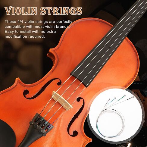 8 Pieces Violin Strings Full Set G-D-A-E, Replacement Strings for 4/4 3/4 1/2 1/4 Violins, Quality Steel Core for Student Beginner & Enthusiasts Playing in Kuwait