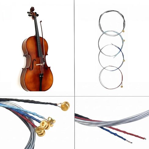 8 PCS Violin Strings 4/4 Full Set with 2 Cleaning Cloths, Universal Steel Core Fiddle Strings for 4/4, 3/4, 1/2, 1/4 Size Violins, Ideal for Beginners, Students & Daily Practice in Kuwait