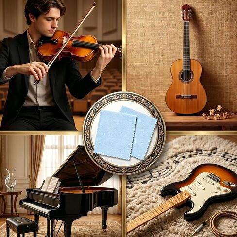 8 PCS Violin Strings 4/4 Full Set with 2 Cleaning Cloths, Universal Steel Core Fiddle Strings for 4/4, 3/4, 1/2, 1/4 Size Violins, Ideal for Beginners, Students & Daily Practice in Kuwait