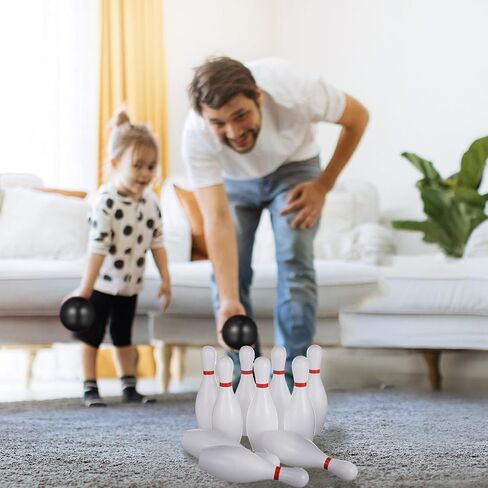 SEWACC Kids Bowling Set 5.90 Inch Mini Plastic Bowling Pins and Balls for Indoor Bowling Games Children Sports Toy for Hand-Eye Coordination and Motor Skill Development 10 Pins 2 Balls in Kuwait