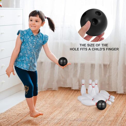 SEWACC Kids Bowling Set 5.90 Inch Mini Plastic Bowling Pins and Balls for Indoor Bowling Games Children Sports Toy for Hand-Eye Coordination and Motor Skill Development 10 Pins 2 Balls in Kuwait