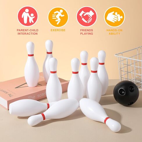 SEWACC Kids Bowling Set 5.90 Inch Mini Plastic Bowling Pins and Balls for Indoor Bowling Games Children Sports Toy for Hand-Eye Coordination and Motor Skill Development 10 Pins 2 Balls in Kuwait