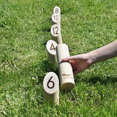 إصدار Vivere Viking Throw Tournament Edition، مجموعة ألعاب البولينج في الهواء الطلق للأطفال والكبار مع 12 دبابيس وعصا وحقيبة حمل للعب في الفناء الخلفي والشاطئ والحديقة in Kuwait