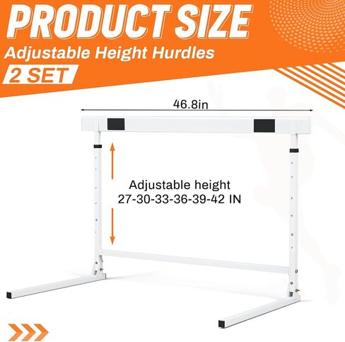 Seenelling Adjustable Height Hurdles from 27 to 42 Inch Foldable Track and Field Equipment Jumping Speed and Agility Training Hurdle for Track Soccer Athletic Basketball Courses Drills in Kuwait