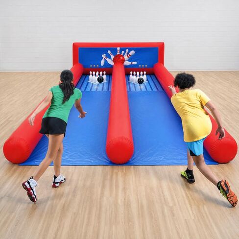 Inflatable Carnival Bowling Game, Giant 2-Lane Bowling Game Inflatable with Blower, Bowling Ball & Pin Sets for Carnival Rental, Backyard Party, Event Games in Kuwait