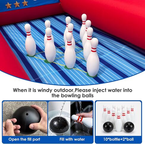 Inflatable Carnival Bowling Game, Giant 2-Lane Bowling Game Inflatable with Blower, Bowling Ball & Pin Sets for Carnival Rental, Backyard Party, Event Games in Kuwait
