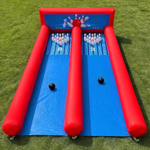 Inflatable Carnival Bowling Game, Giant 2-Lane Bowling Game Inflatable with Blower, Bowling Ball & Pin Sets for Carnival Rental, Backyard Party, Event Games in Kuwait