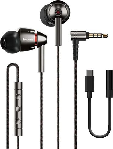 1MORE Wired in Ear Headphones, Quad Driver Hi-Res Audio Earphones, High Fidelity Sound, 3.5mm to Type-C Adapter, Clear MEMS Mic, Professional Noise Isolating Ear Buds for Gaming/Music/Gift in Saudi Arabia