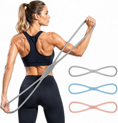 Resistance Bands, Figure 8 Resistance Bands for Women Men, 8 Shaped Resistance Rubber Band for Arms, Back, Shoulder Stretch with Handles, Not Break, Portable in Kuwait