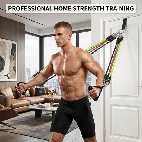 Resistance Bands 9 Pack Set for Home Gym, Adjustable Resistance Bands with Door Anchor Handle Ankle Straps in Kuwait