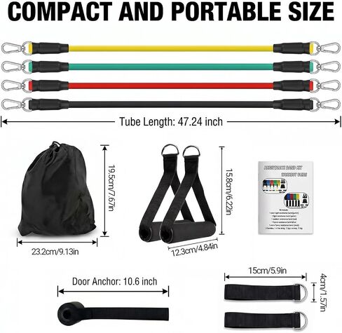 Resistance Bands 9 Pack Set for Home Gym, Adjustable Resistance Bands with Door Anchor Handle Ankle Straps in Kuwait