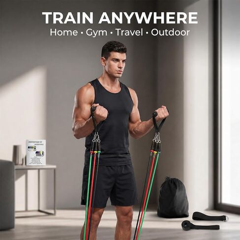 Resistance Bands 9 Pack Set for Home Gym, Adjustable Resistance Bands with Door Anchor Handle Ankle Straps in Kuwait