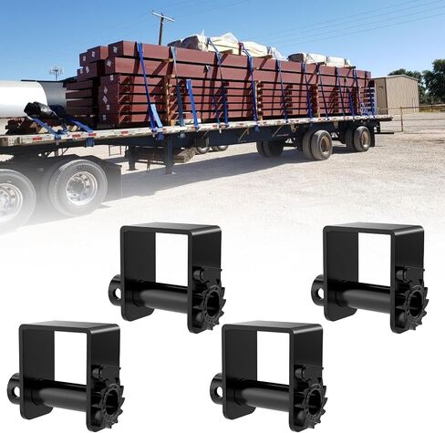 2026 Upgraded Sliding Winch for Utility Trailer,4 PCS Standard Sliding Tie Down Winch for Flatbed Semi Truck,for Use w/ 4 Inch Straps, Trailer Cargo Control,Black Powder Coated in Kuwait