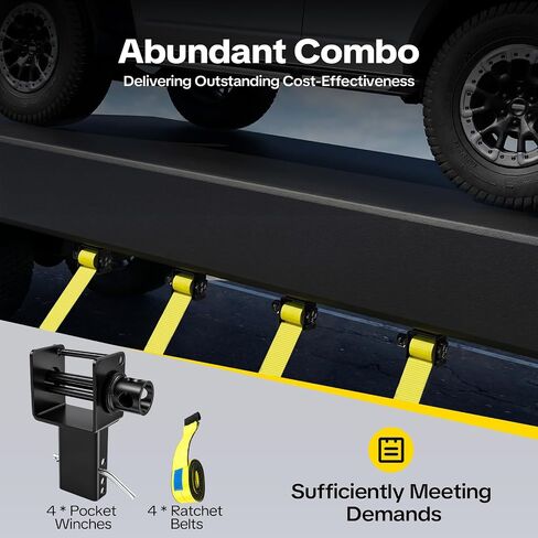 Trailer Stake Pocket Winch with 4" x 30' Straps, 4 Pack Adjustable Flatbed Trailer Truck Winch, 5400Lbs Load, 16200Lbs Breaking Strength, 4 Cotter Pin Holes for 1.5x3in Stake Pockets in Kuwait