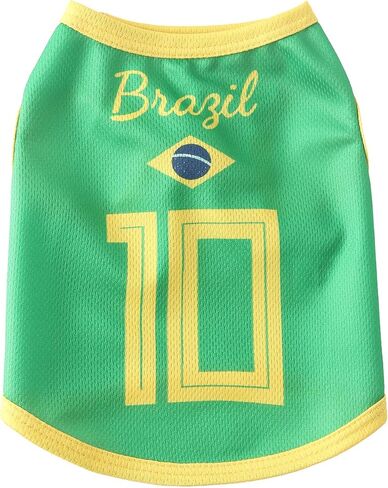 Pet Dog Soccer National Jersey with Breathable Cooling Mesh Fabric Summer Football Dog Sportswear Shirt for Small Medium Large Dogs, Brazil, XXX-Large in Kuwait