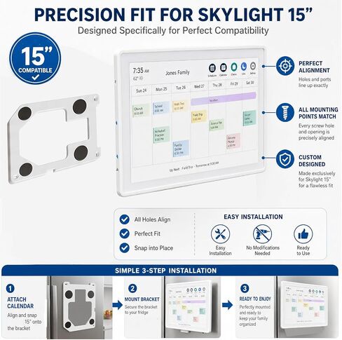 Magnetic Mount for Skylight Calendar 15-Inch, Heavy Duty Fridge Magnet Mount Bracket for Skylight Smart Calendar, No-Drill Space-, Strong Grip in Kuwait