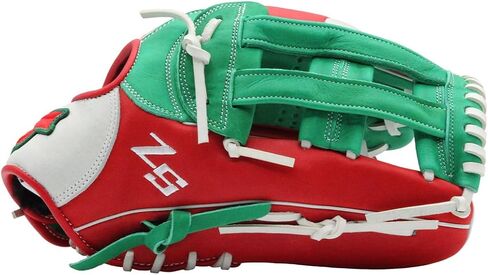 SSK ZSLOW DIMPLE Slowpitch Softball Glove – Game Ready – 12.5" - 13" - 13.5" - 14" – Right & Hand Left Hand Throw (Red/Kelly/White, 13" - Left Hand Throw) in Kuwait