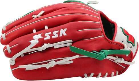 SSK ZSLOW DIMPLE Slowpitch Softball Glove – Game Ready – 12.5" - 13" - 13.5" - 14" – Right & Hand Left Hand Throw (Red/Kelly/White, 13" - Left Hand Throw) in Kuwait