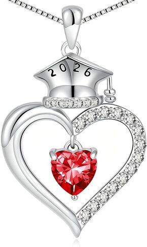 2025 Graduation Gifts for Her - S925 Sterling Silver Heart Graduation Cap Birthstone Necklaces, Class of 2025 High School College Graduation Gifts for Her in Saudi Arabia