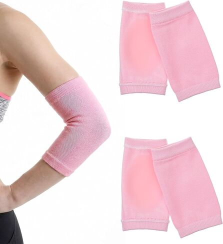 4PCS Elbow Pads for Women, Elbows Moisturizing Sleeves Elbow Protector for Elderly, Soft Elastic Gel for Spa Moisturizing Dry Cracked Skin Care (Pink) in Kuwait