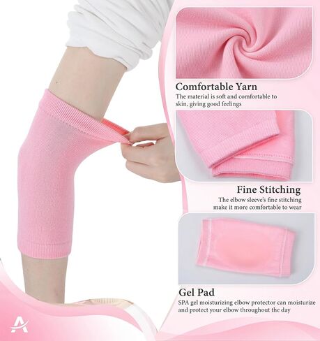 4PCS Elbow Pads for Women, Elbows Moisturizing Sleeves Elbow Protector for Elderly, Soft Elastic Gel for Spa Moisturizing Dry Cracked Skin Care (Pink) in Kuwait