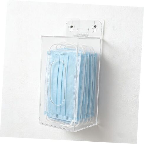 SHINEOFI Face Mask Organizer with Openable Top Cover and Wall Mount Acrylic Glove Holder Dispenser Front Dispensing Slot, Shatter-Resistant Multi-use Storage Box for Hallway in Kuwait