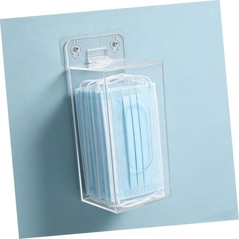 SHINEOFI Face Mask Organizer with Openable Top Cover and Wall Mount Acrylic Glove Holder Dispenser Front Dispensing Slot, Shatter-Resistant Multi-use Storage Box for Hallway in Kuwait