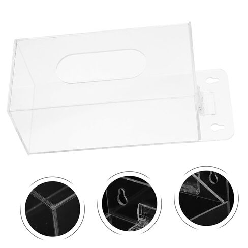 SHINEOFI Face Mask Organizer with Openable Top Cover and Wall Mount Acrylic Glove Holder Dispenser Front Dispensing Slot, Shatter-Resistant Multi-use Storage Box for Hallway in Kuwait