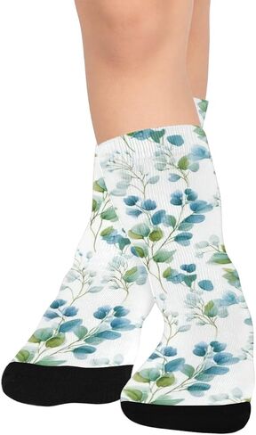 Blue Green Eucalyptus Design Hiking Socks - Toddler Boys & Girls Warm Thick Thermal Winter Crew Socks for School, Daily Wear & Outdoor Activities in Kuwait