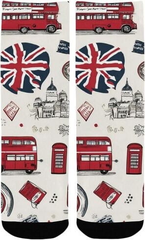 جوارب London Icon Collage للمشي لمسافات طويلة - جوارب شتوية حرارية سميكة دافئة للأولاد والبنات الصغار للمدرسة، والارتداء اليومي والأنشطة الخارجية in Kuwait