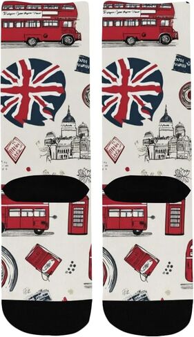 جوارب London Icon Collage للمشي لمسافات طويلة - جوارب شتوية حرارية سميكة دافئة للأولاد والبنات الصغار للمدرسة، والارتداء اليومي والأنشطة الخارجية in Kuwait