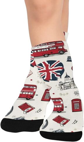جوارب London Icon Collage للمشي لمسافات طويلة - جوارب شتوية حرارية سميكة دافئة للأولاد والبنات الصغار للمدرسة، والارتداء اليومي والأنشطة الخارجية in Kuwait