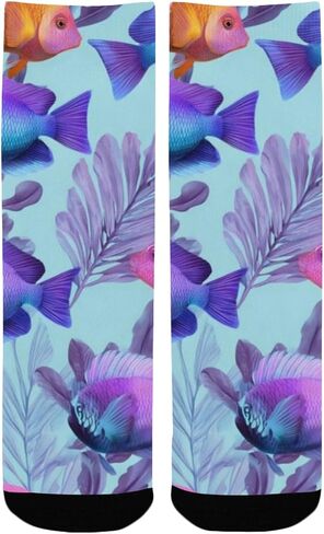 Rainbow Colored Tropical Fishes Hiking Socks - Toddler Boys & Girls Warm Thick Thermal Winter Crew Socks for School, Daily Wear & Outdoor Activities in Kuwait