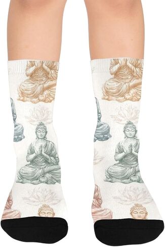 Elegant Colorful Buddha Design Hiking Socks - Toddler Boys & Girls Warm Thick Thermal Winter Crew Socks for School, Daily Wear & Outdoor Activities in Kuwait