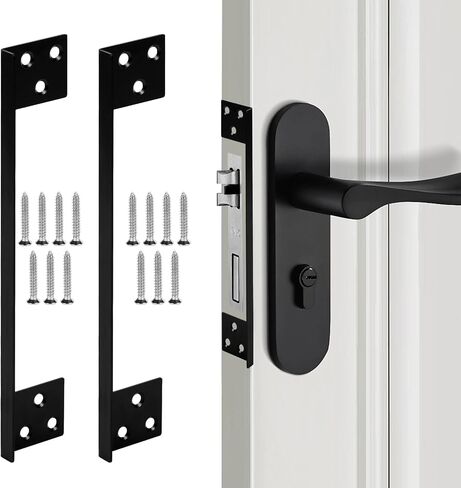 Door Latch Guard Stainless Steels Home Security Door Lock Plate L-Shaped Outswing Door Security Protector Extra Security Home Security Door Latch Cover to Block Access Black (7in-1pcs) in Saudi Arabia