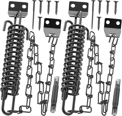 Storm Door Chain Spring 2 Pack Prevent Storm Damage, Screen Door or Door Closer Protector Heavy Duty Storm Door Hardware, Zinc Plated Anti-Rust and Sturdy, Easy to Install and Suit for Most Doors in Kuwait
