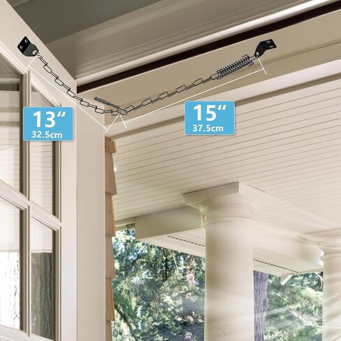 Storm Door Chain Spring 2 Pack Prevent Storm Damage, Screen Door or Door Closer Protector Heavy Duty Storm Door Hardware, Zinc Plated Anti-Rust and Sturdy, Easy to Install and Suit for Most Doors in Kuwait