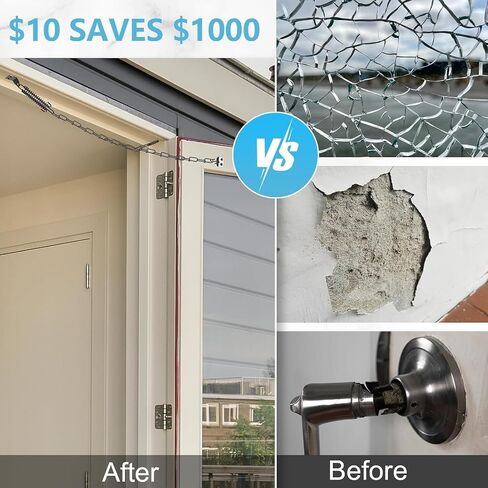 Storm Door Chain Spring 2 Pack Prevent Storm Damage, Screen Door or Door Closer Protector Heavy Duty Storm Door Hardware, Zinc Plated Anti-Rust and Sturdy, Easy to Install and Suit for Most Doors in Kuwait