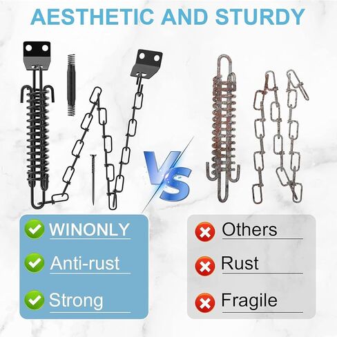 Storm Door Chain Spring 2 Pack Prevent Storm Damage, Screen Door or Door Closer Protector Heavy Duty Storm Door Hardware, Zinc Plated Anti-Rust and Sturdy, Easy to Install and Suit for Most Doors in Kuwait
