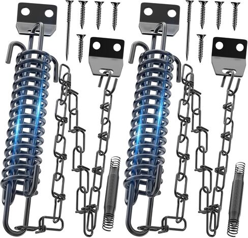 Storm Door Chain Spring 2 Pack Prevent Storm Damage, Screen Door or Door Closer Protector Heavy Duty Storm Door Hardware, Zinc Plated Anti-Rust and Sturdy, Easy to Install and Suit for Most Doors in Kuwait
